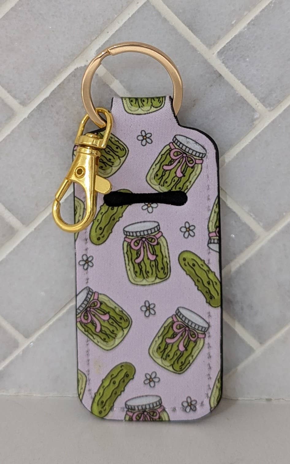 Pickle Girl Coquette Lip Balm Chapstick Holder Keychain