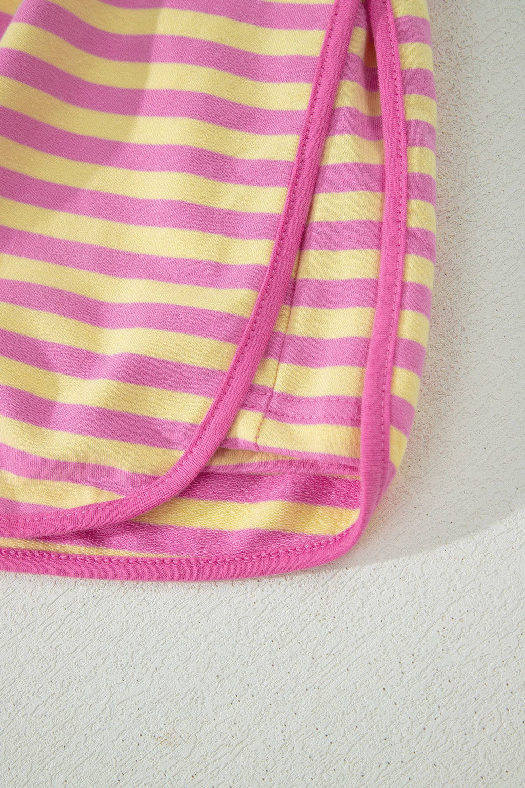66 Stripe Short Sleeve Top and Skirt Lounge Set (S-XL): Pink Stripe / Missy / L