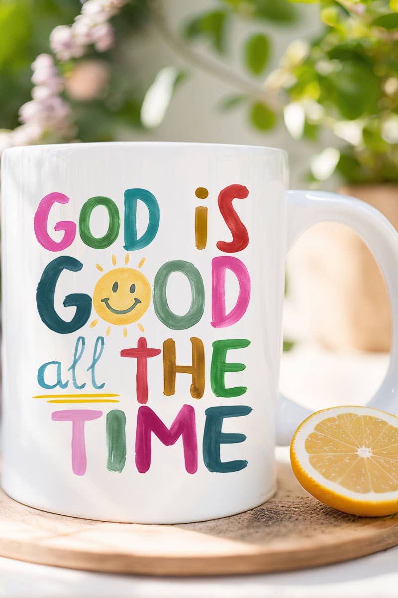 Colorful God Is Good Ceramic Mug: 15 oz