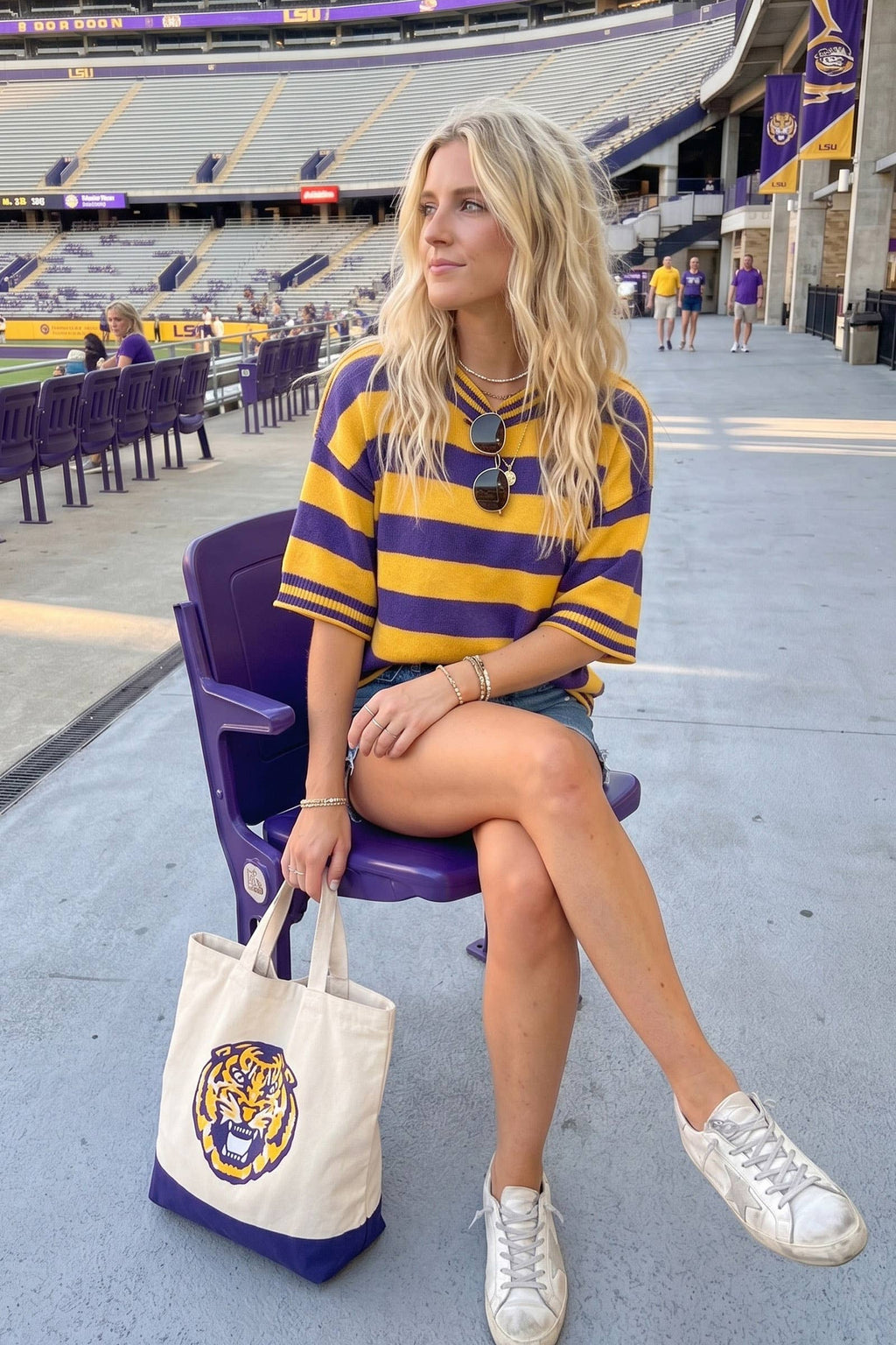 Gameday Stripe Knit Oversized Top: BLACK/WHITE / S