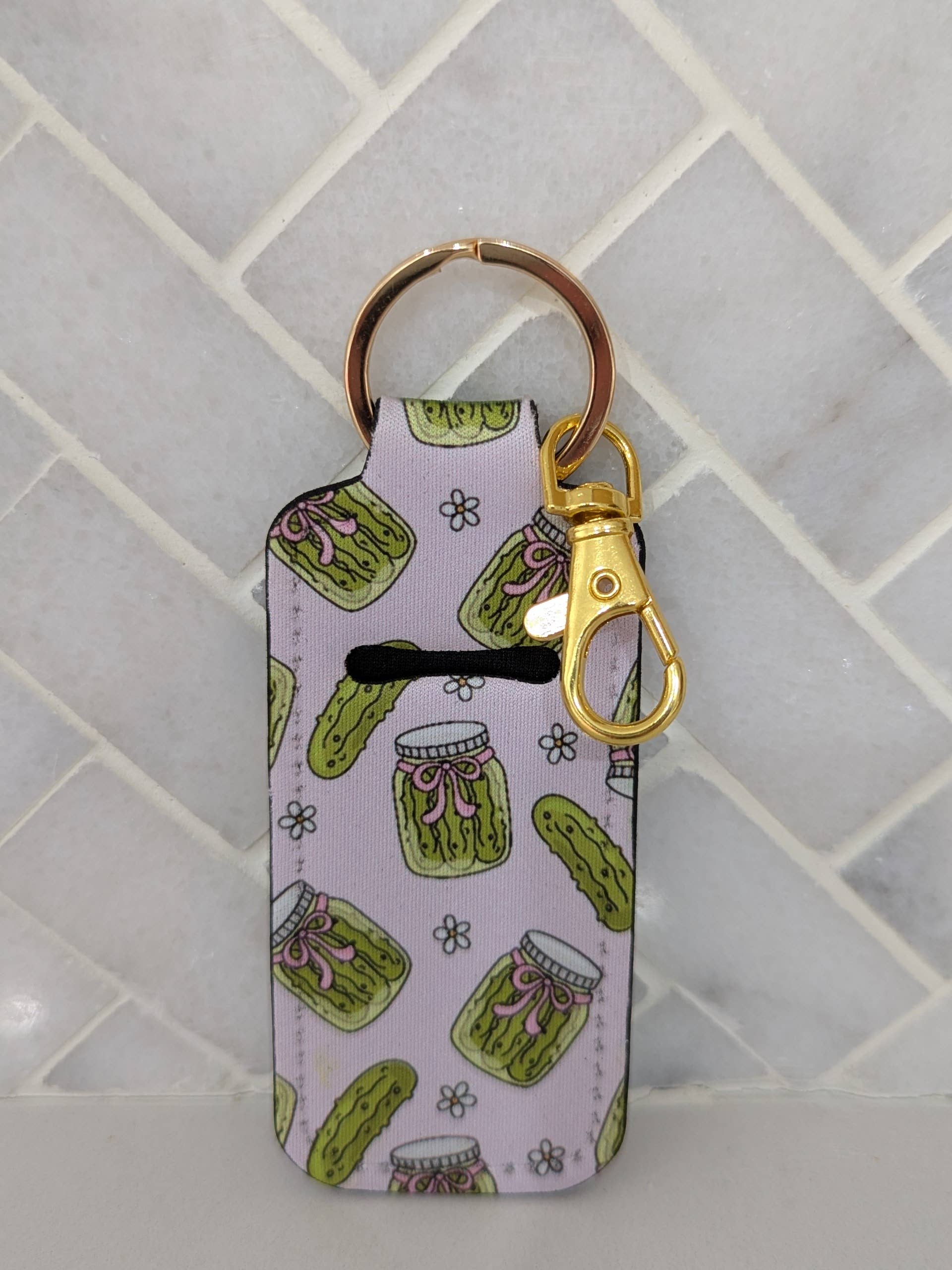Pickle Girl Coquette Lip Balm Chapstick Holder Keychain