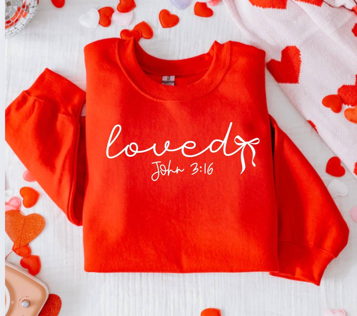 Loved John 3:16 Sweatshirt: Gildan Sweatshirt Red / XL