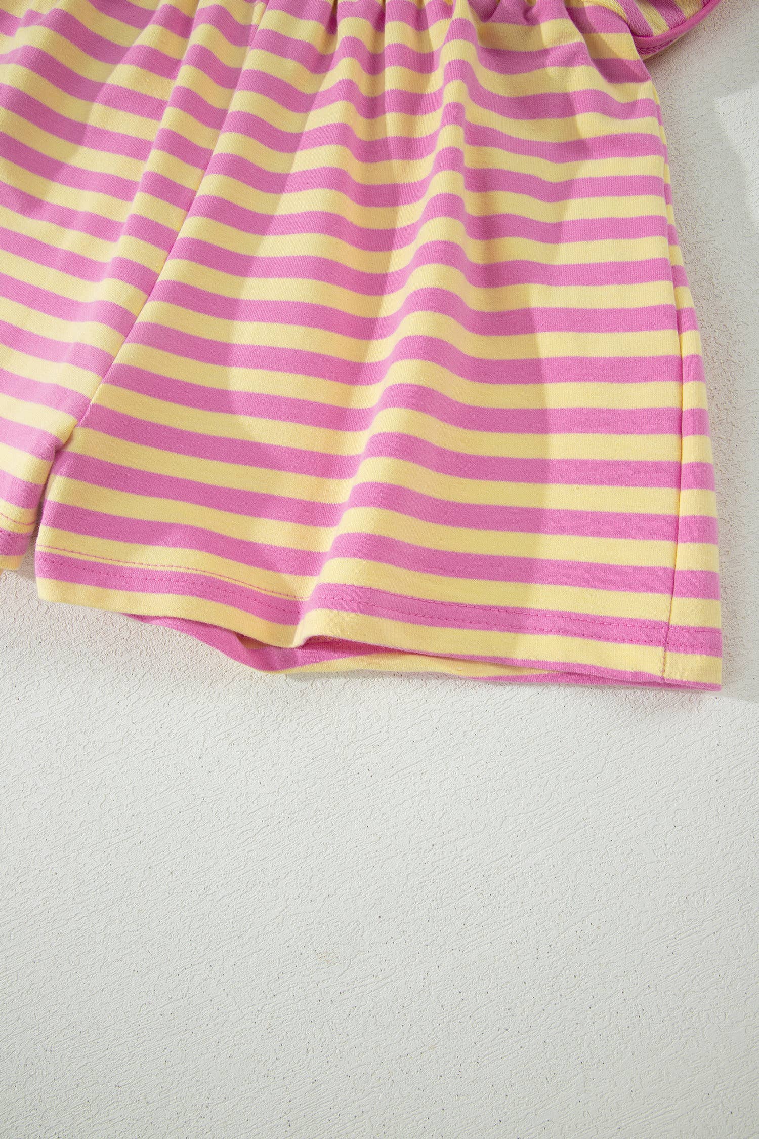 66 Stripe Short Sleeve Top and Skirt Lounge Set (S-XL): Pink Stripe / Missy / L