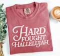 Hard Fought Hallelujah Shirt, Faith Tee, Comfort Colors®: Crimson / Adult XL