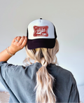 It's Lake Time DTF Printed Black and White Trucker Hat