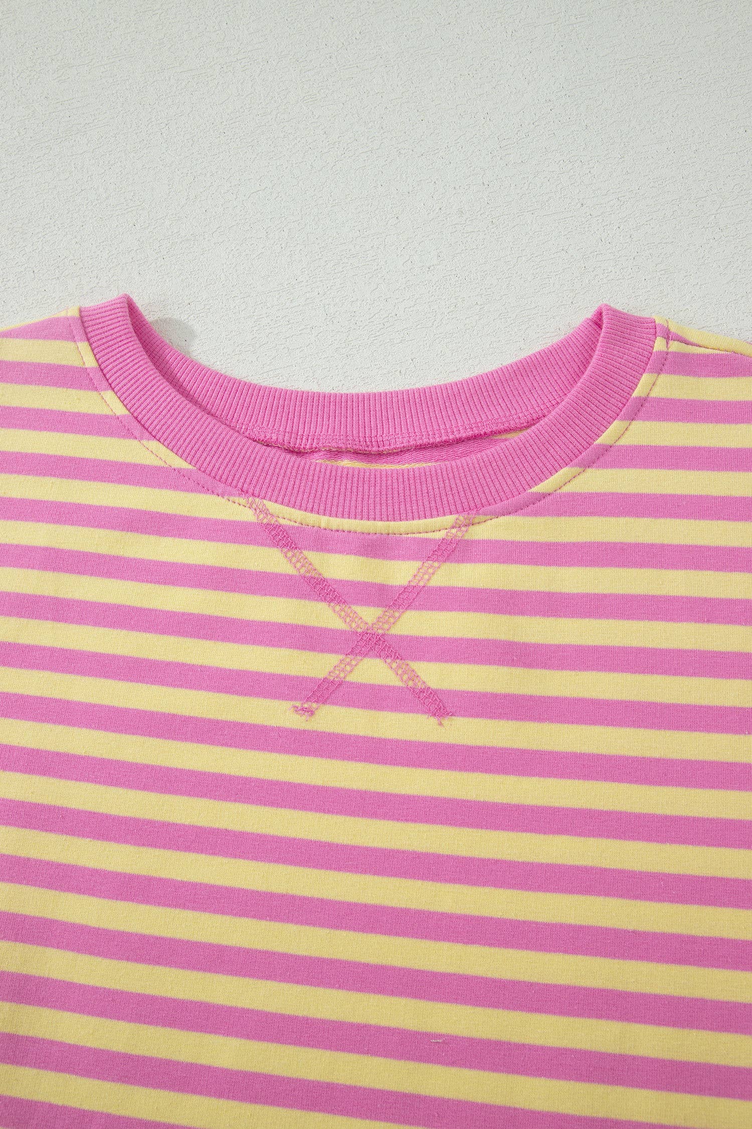 66 Stripe Short Sleeve Top and Skirt Lounge Set (S-XL): Pink Stripe / Missy / L
