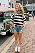 Gameday Stripe Knit Oversized Top: BLACK/WHITE / S