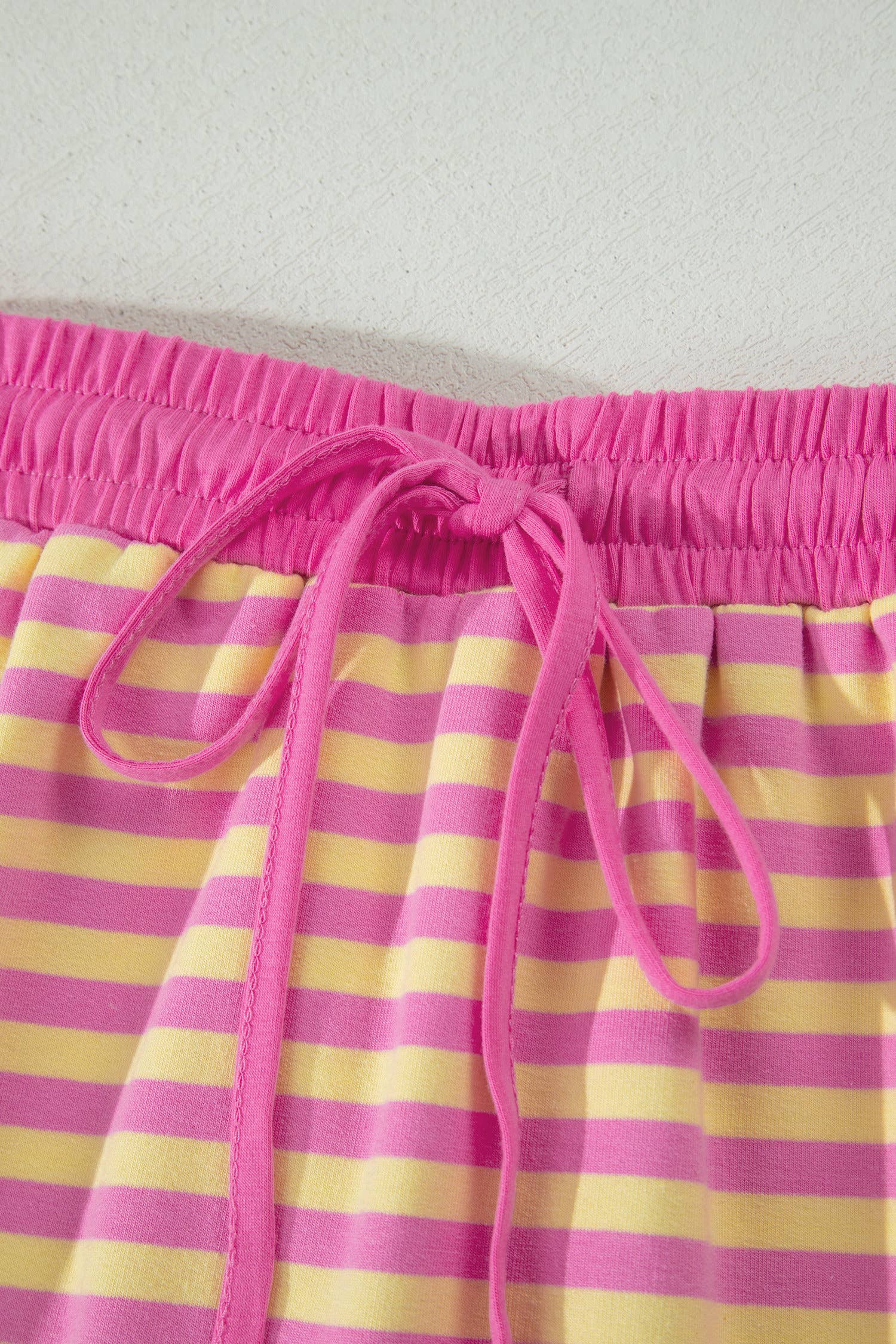 66 Stripe Short Sleeve Top and Skirt Lounge Set (S-XL): Pink Stripe / Missy / L