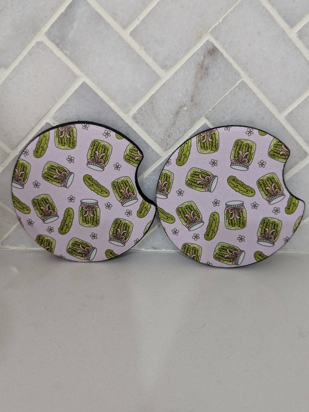 Pickle Lover Girls Coquette Car Coasters